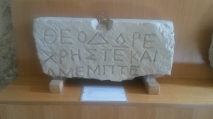 ISicily 3440, a late Hellenistic or early Imperial period funerary inscription from the S.Ippolito necropolis near Mineo. Mineo museo civico inv. no. 5201.